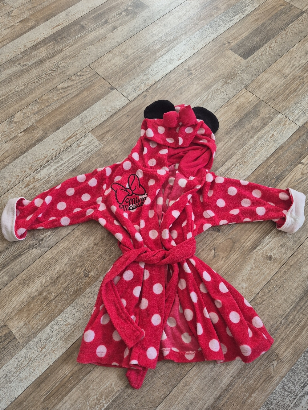 Minnie Mouse Polk-a-dot Bath Robe, Size 2T